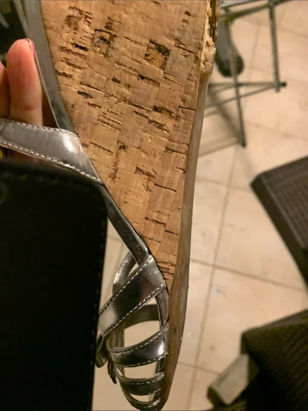 Prada Silver patten leatherDonna Bow cork wedge sandals